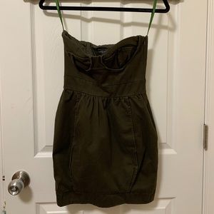 Olive Green Strapless Dress